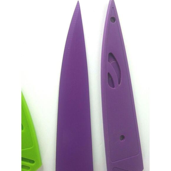Stainless Steel Plastic Handled Knives Colorful With Sheaths Purple Green - Picture 3 of 12